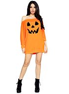 Jack-o'-lantern halloween-pumpa, klänning med öppna axlar och långa ärmar